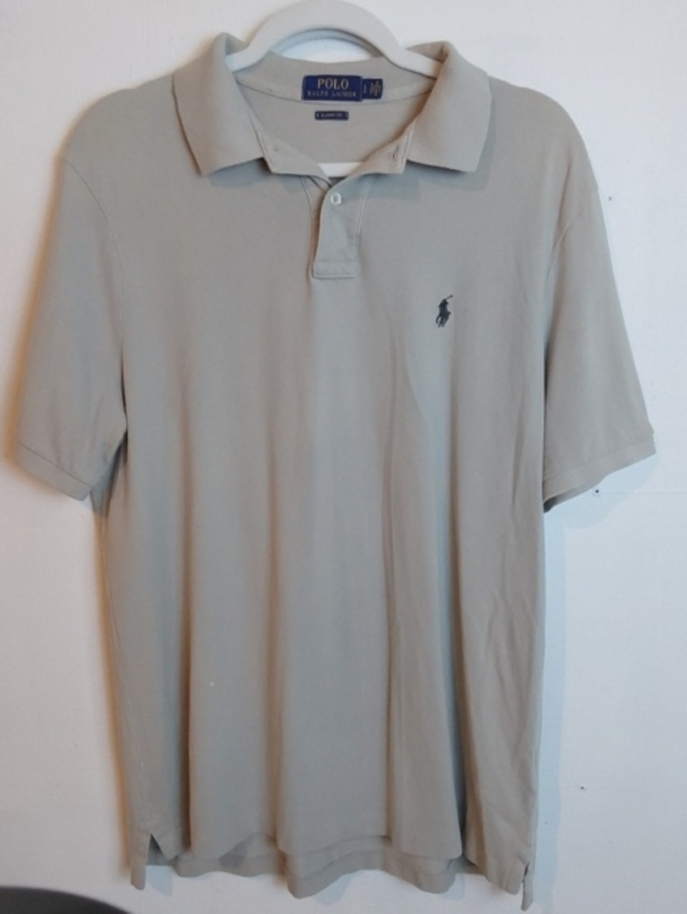 Polo by Ralph Lauren| Gray Short-Sleeve Polo with Navy Pony Preppy Neutral Sz.L